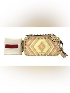 Valentino Multicolor Pastel Geometric Rockstud Crossbody - Yellow, Pink, Cream